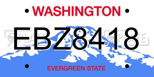 EBZ8418 Washington License Plate