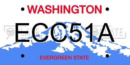 ECC51A Washington License Plate