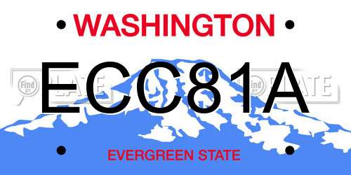 ECC81A Washington License Plate