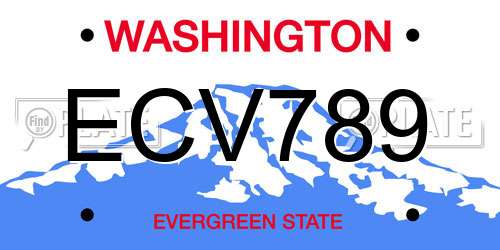 ECV789 Washington License Plate