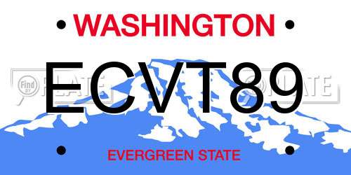 ECVT89 Washington License Plate