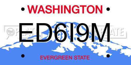 ED6I9M Washington License Plate