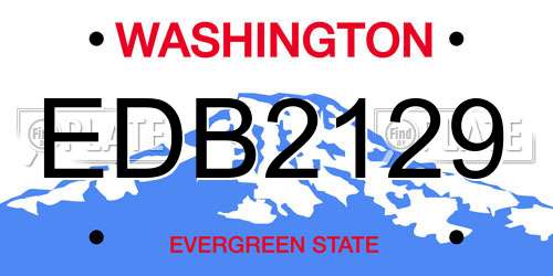 EDB2129 Washington License Plate
