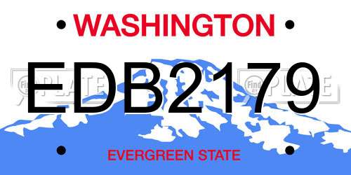 EDB2179 Washington License Plate