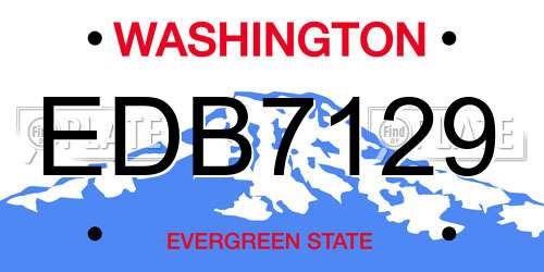EDB7129 Washington License Plate
