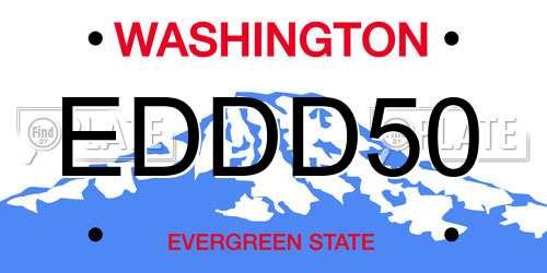 EDDD50 Washington License Plate
