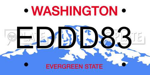 EDDD83 Washington License Plate