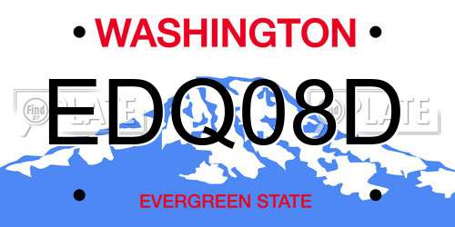 EDQ08D Washington License Plate