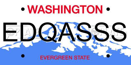 EDQASSS Washington License Plate