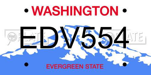 EDV554 Washington License Plate