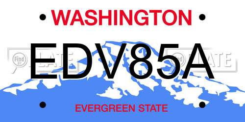 EDV85A Washington License Plate