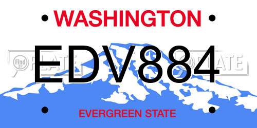 EDV884 Washington License Plate
