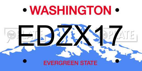 EDZX17 Washington License Plate