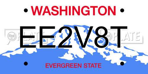 EE2V8T Washington License Plate