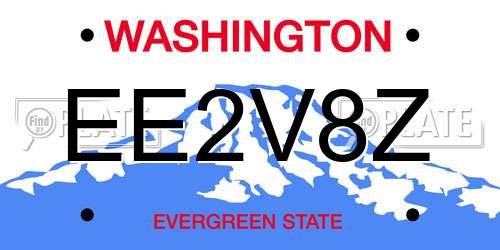 EE2V8Z Washington License Plate