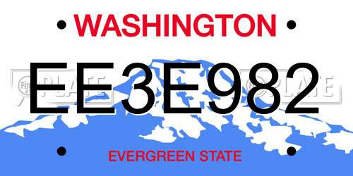 EE3E982 Washington License Plate
