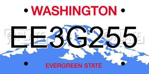 EE3G255 Washington License Plate