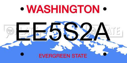 EE5S2A Washington License Plate