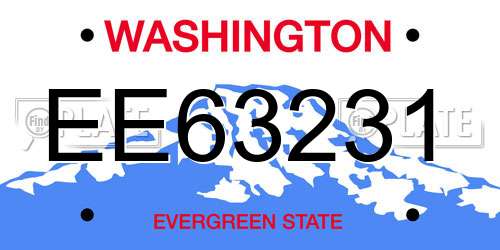 EE63231 Washington License Plate