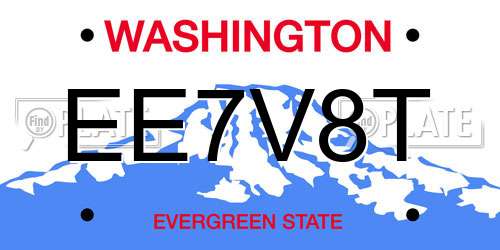EE7V8T Washington License Plate