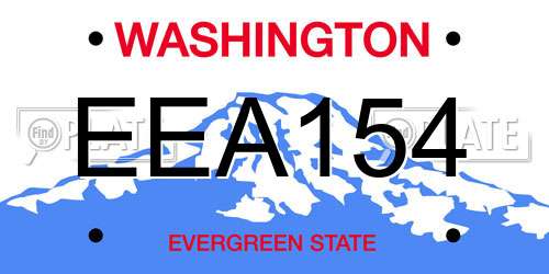 EEA154 Washington License Plate