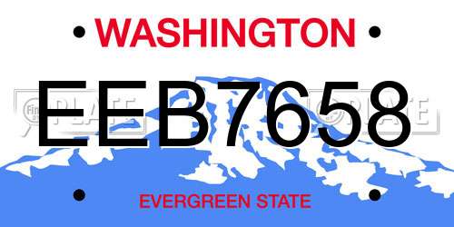 EEB7658 Washington License Plate