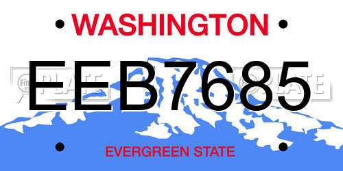 EEB7685 Washington License Plate