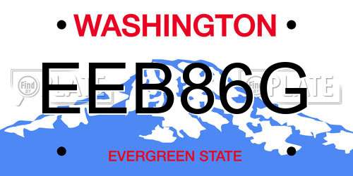 EEB86G Washington License Plate