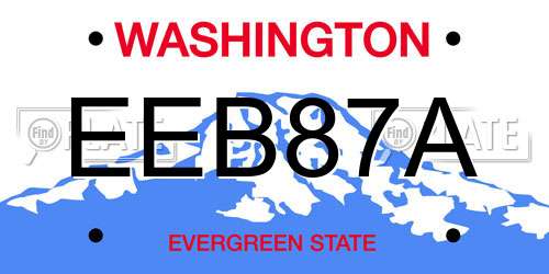 EEB87A Washington License Plate