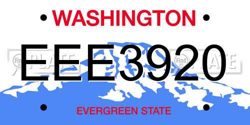 EEE3920 Washington License Plate
