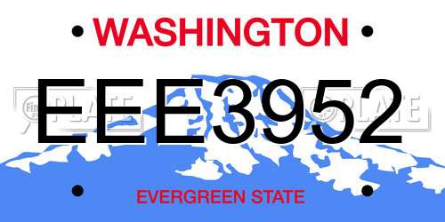 EEE3952 Washington License Plate