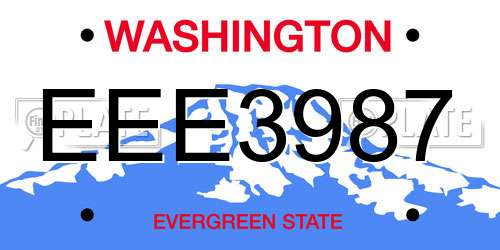 EEE3987 Washington License Plate