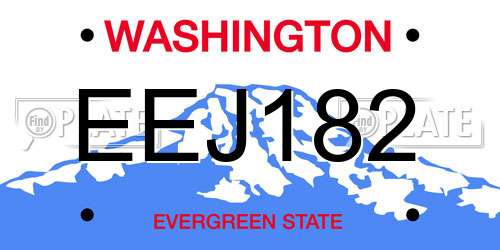 EEJ182 Washington License Plate