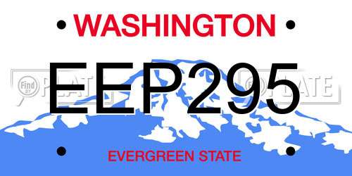 EEP295 Washington License Plate