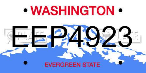 EEP4923 Washington License Plate