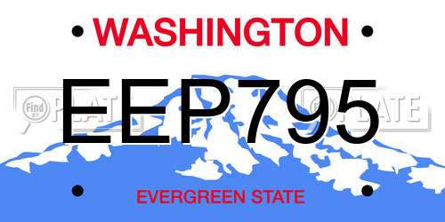 EEP795 Washington License Plate