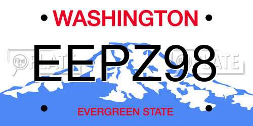 EEPZ98 Washington License Plate