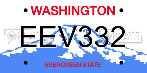 EEV332 Washington License Plate