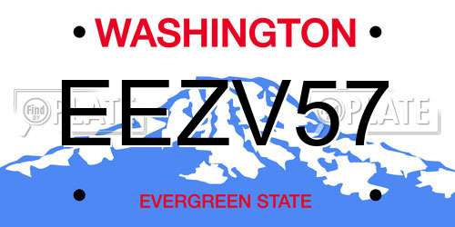 EEZV57 Washington License Plate