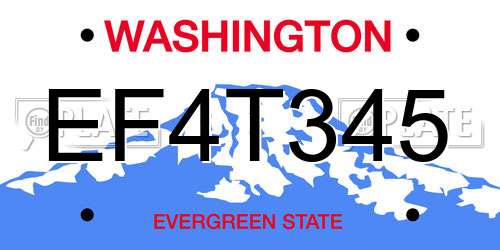 EF4T345 Washington License Plate