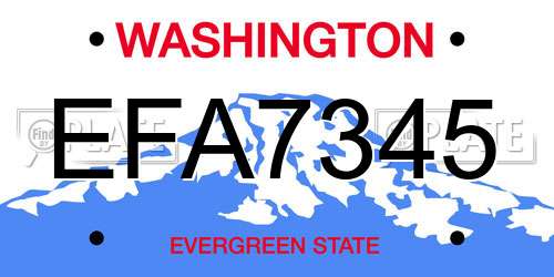 EFA7345 Washington License Plate