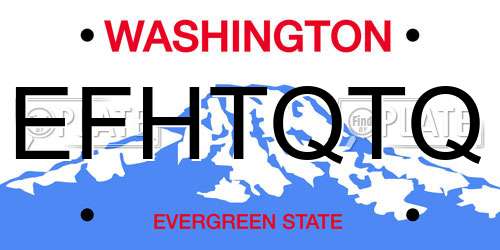 EFHTQTQ Washington License Plate