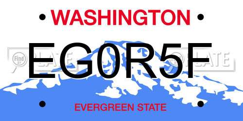 EG0R5F Washington License Plate