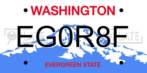 EG0R8F Washington License Plate