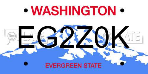 EG2Z0K Washington License Plate