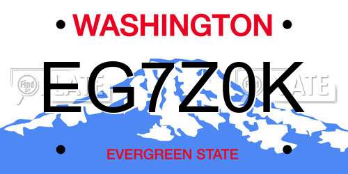 EG7Z0K Washington License Plate