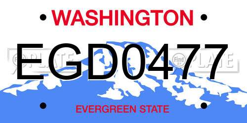 EGD0477 Washington License Plate