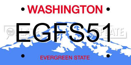 EGFS51 Washington License Plate