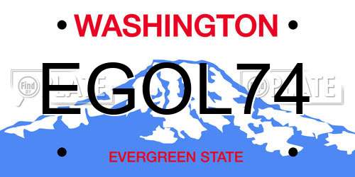EGOL74 Washington License Plate