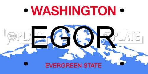 EGOR Washington License Plate